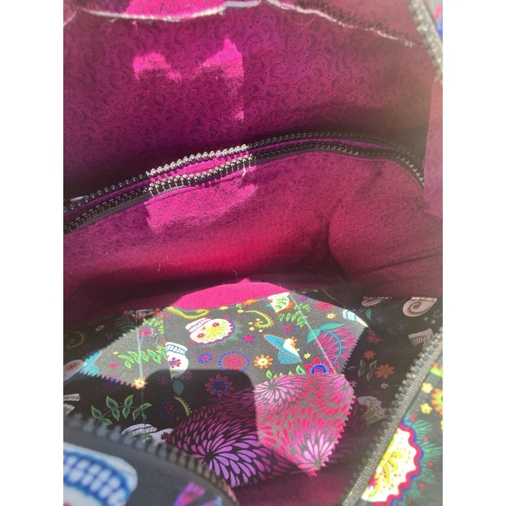 Large Knitting Tote Travel Bag Day Of The Dead Multiple Pockets 2 Straps